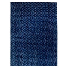 Zeitgenössischer geometrischer handgefertigter Pashmina- Euro-Teppich von Doris Leslie Blau