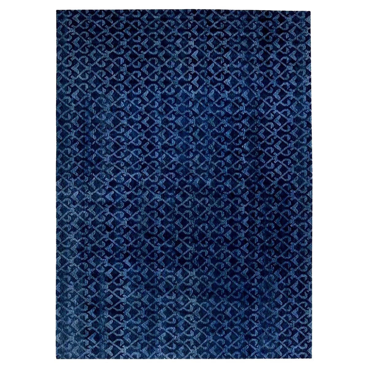 Contemporary Geometric Handcrafted Pashmina Euro Rug by Doris Leslie Blau