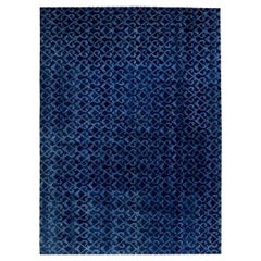 Contemporary Geometric Handcrafted Pashmina Euro Rug by Doris Leslie Blau