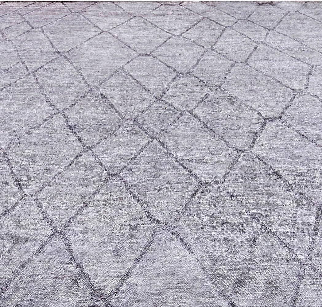 Alfombra geométrica contemporánea de seda hecha a mano por Doris Leslie Blau Tibetano en venta