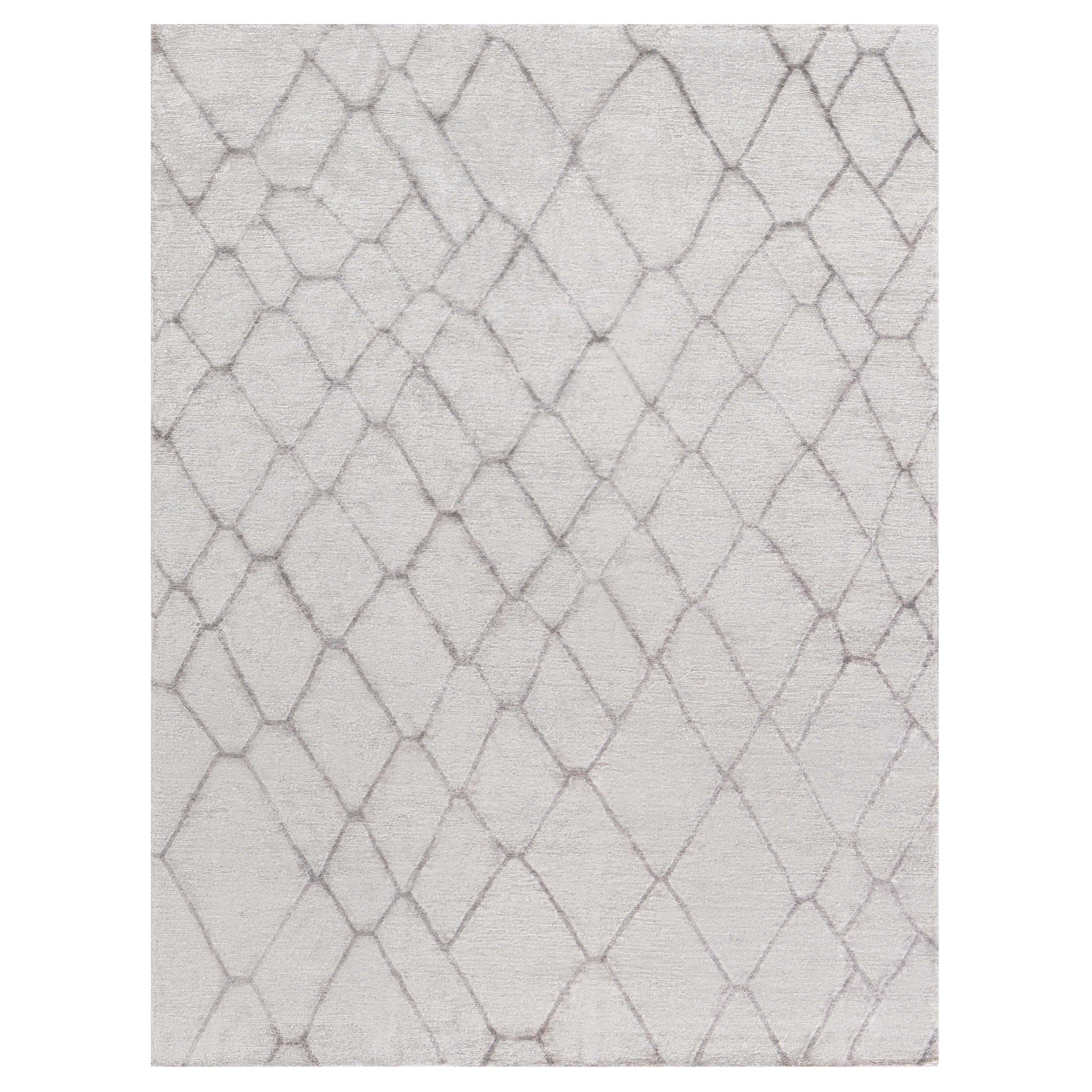 Tapis géométrique contemporain en soie fait à la main par Doris Leslie Blau