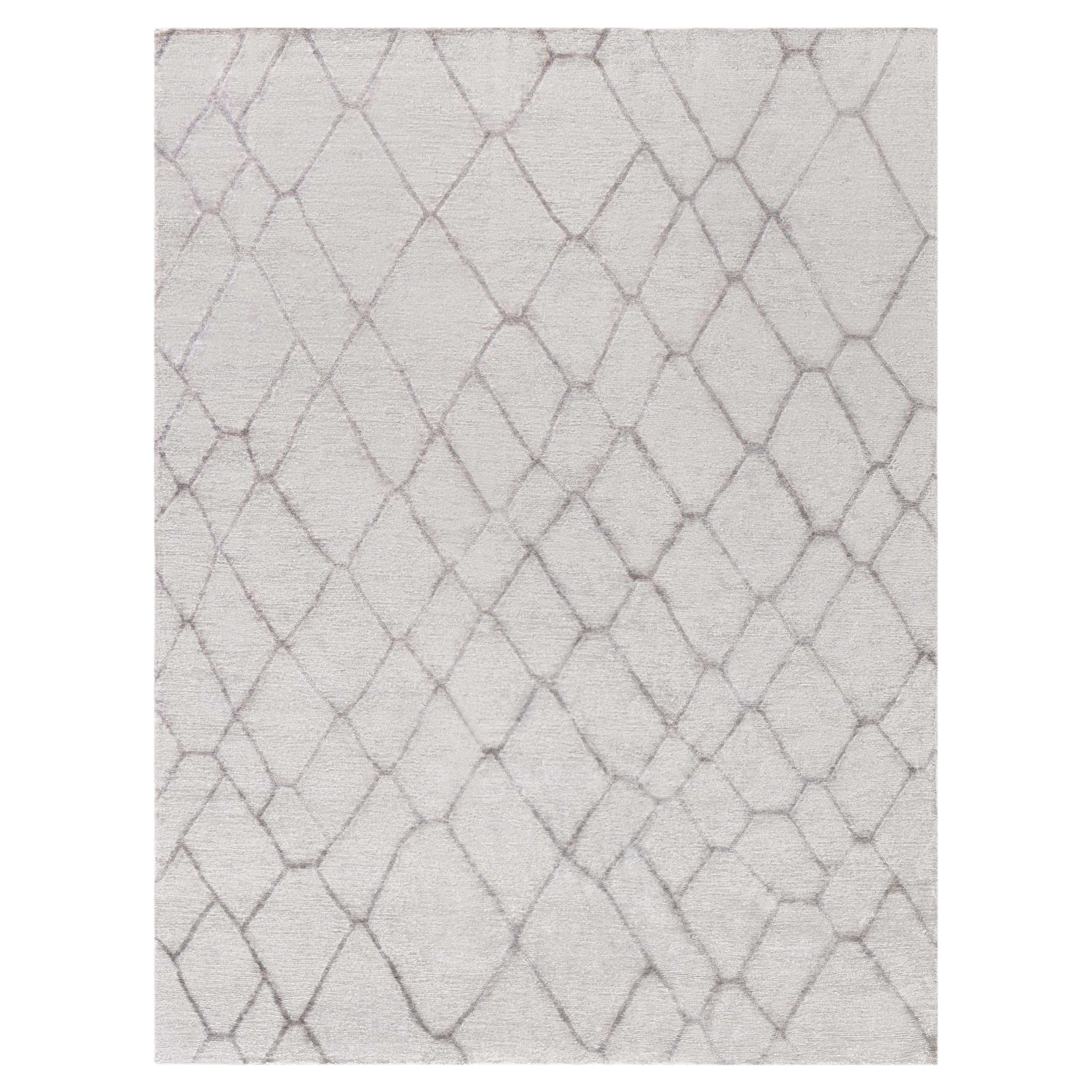 Contemporary Geometric Handmade Silk Rug by Doris Leslie Blau
