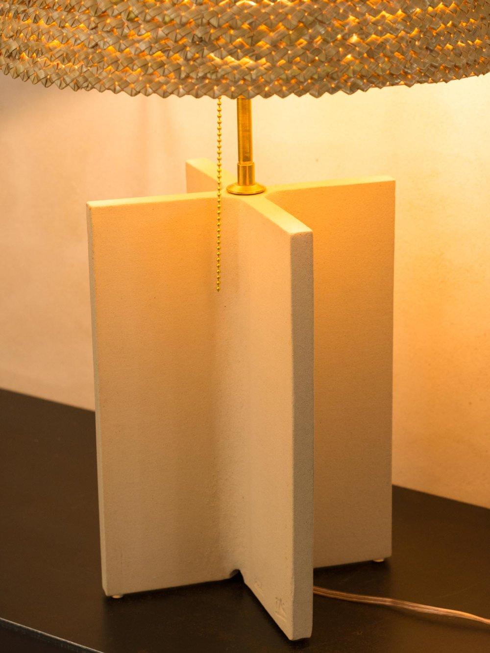 Contemporary Geometric Handmade Table Side Lamp Ceramic White, Minimalist For Sale 3