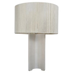 Contemporary Geometric Handmade Table Side Lamp Ceramic White, Minimalist