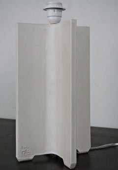 Lámpara Geométrica Contemporánea de Sobremesa hecha a mano Cerámica Blanca, Post-Minimalista