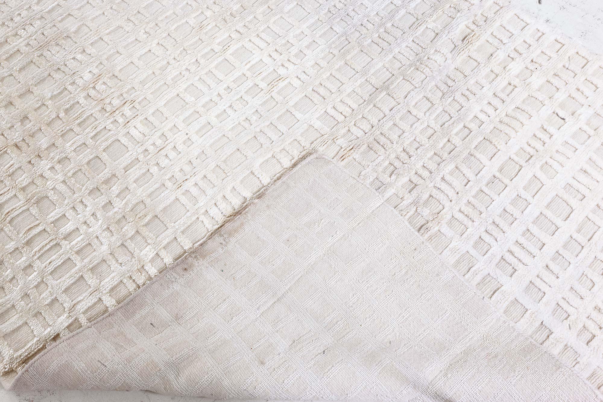 Alfombra geométrica contemporánea de nudo alto y bajo de Doris Leslie Blau Lana en venta