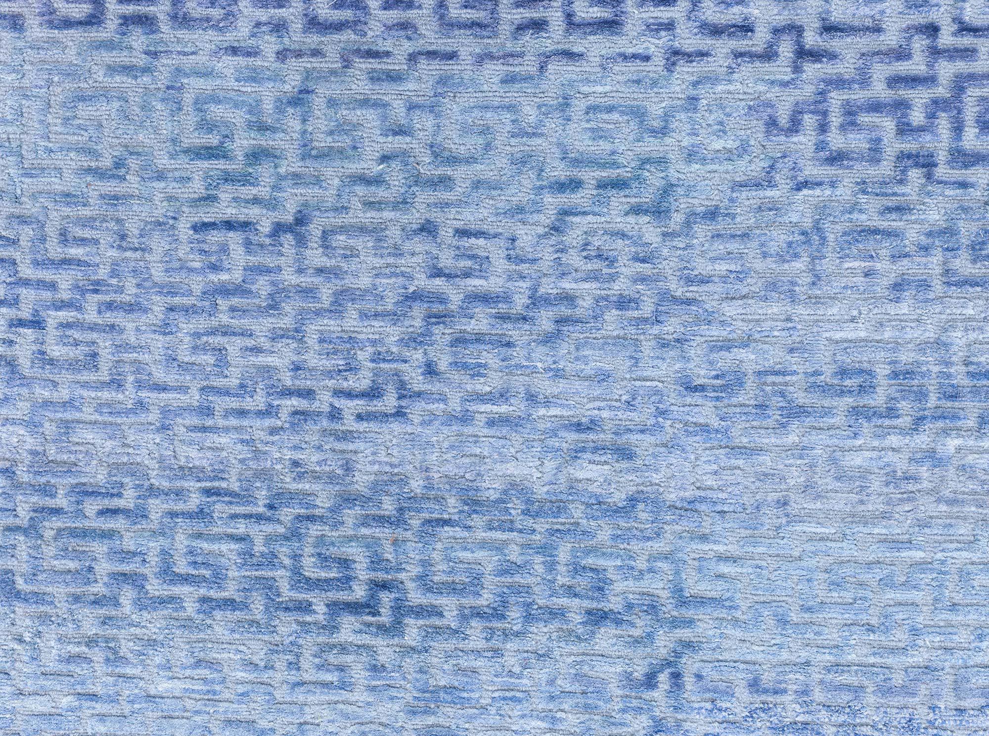 Moderne Tapis contemporain géométrique High-low en soie nouée Fragment par Doris Leslie Blau en vente