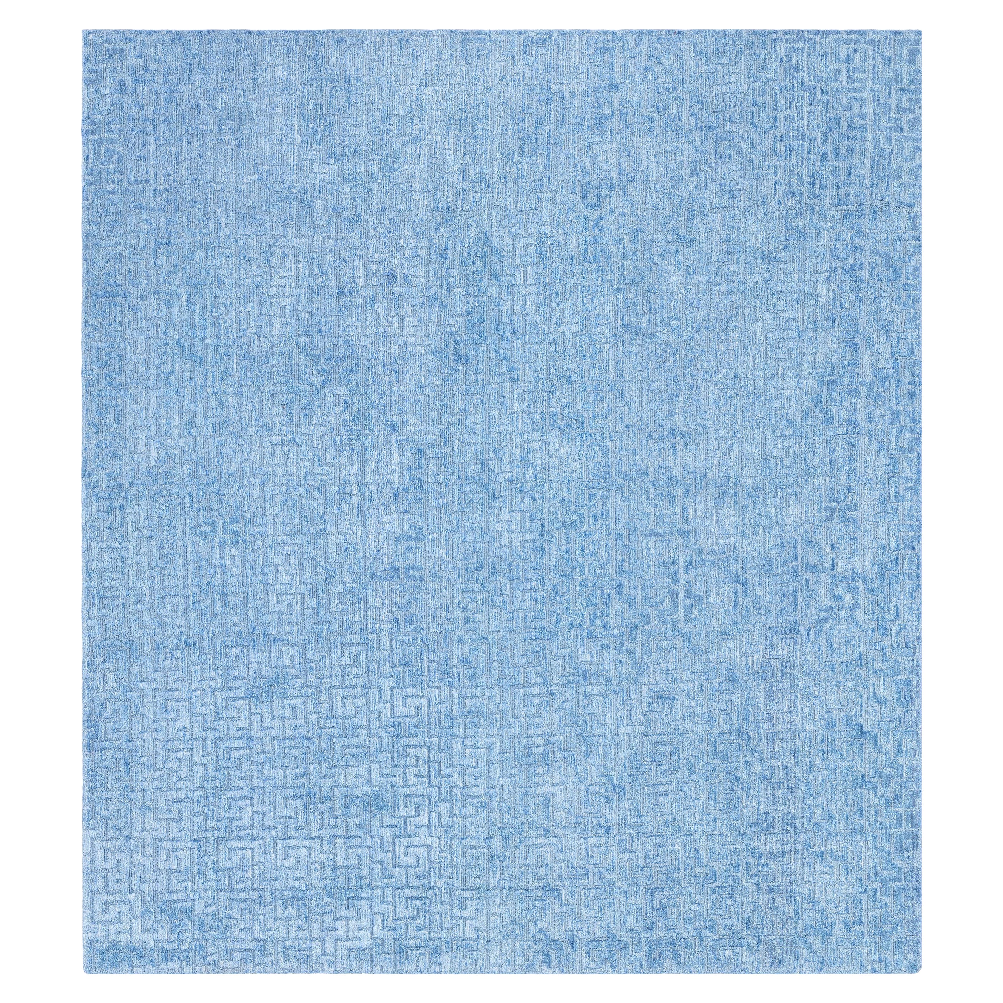 Tapis contemporain géométrique High-low en soie nouée Fragment par Doris Leslie Blau