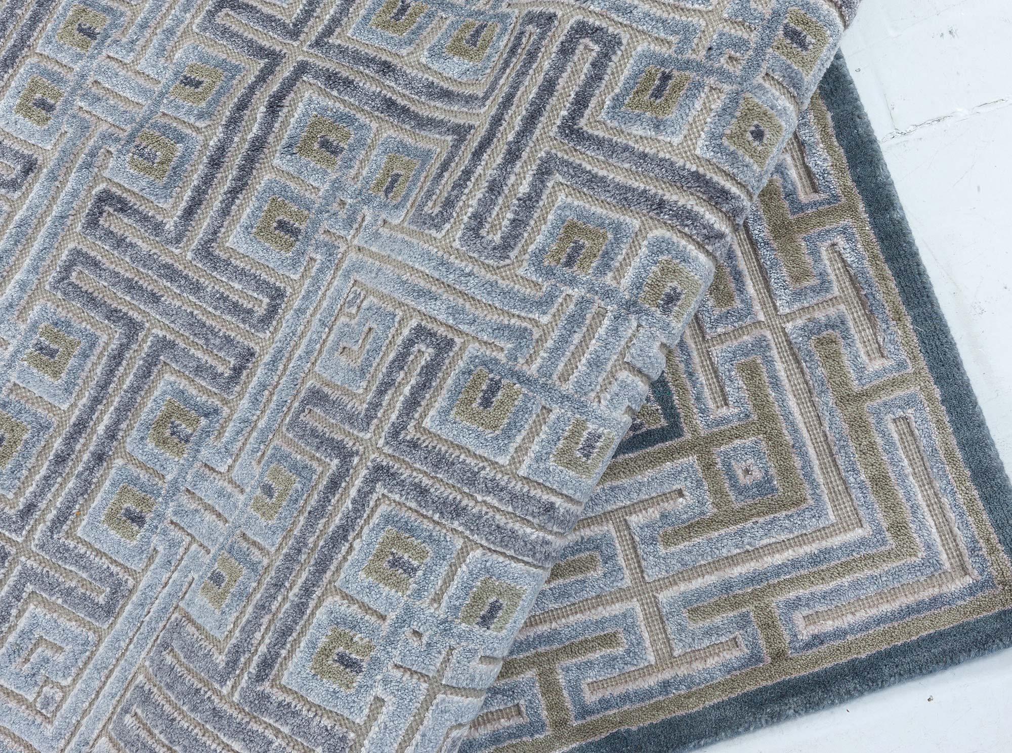 Zeitgenössischer geometrischer Hochflor-Teppich aus Wolle und Seide  von Doris Leslie Blau
Größe: 16'4
