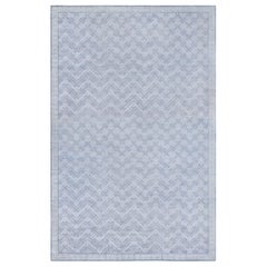 Tappeto geometrico contemporaneo in lana e seta con nodo alto e basso di Doris Leslie Blau