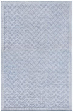 Contemporary Geometric High-Low Knotted Wool and Silk Rug by Doris Leslie Blau