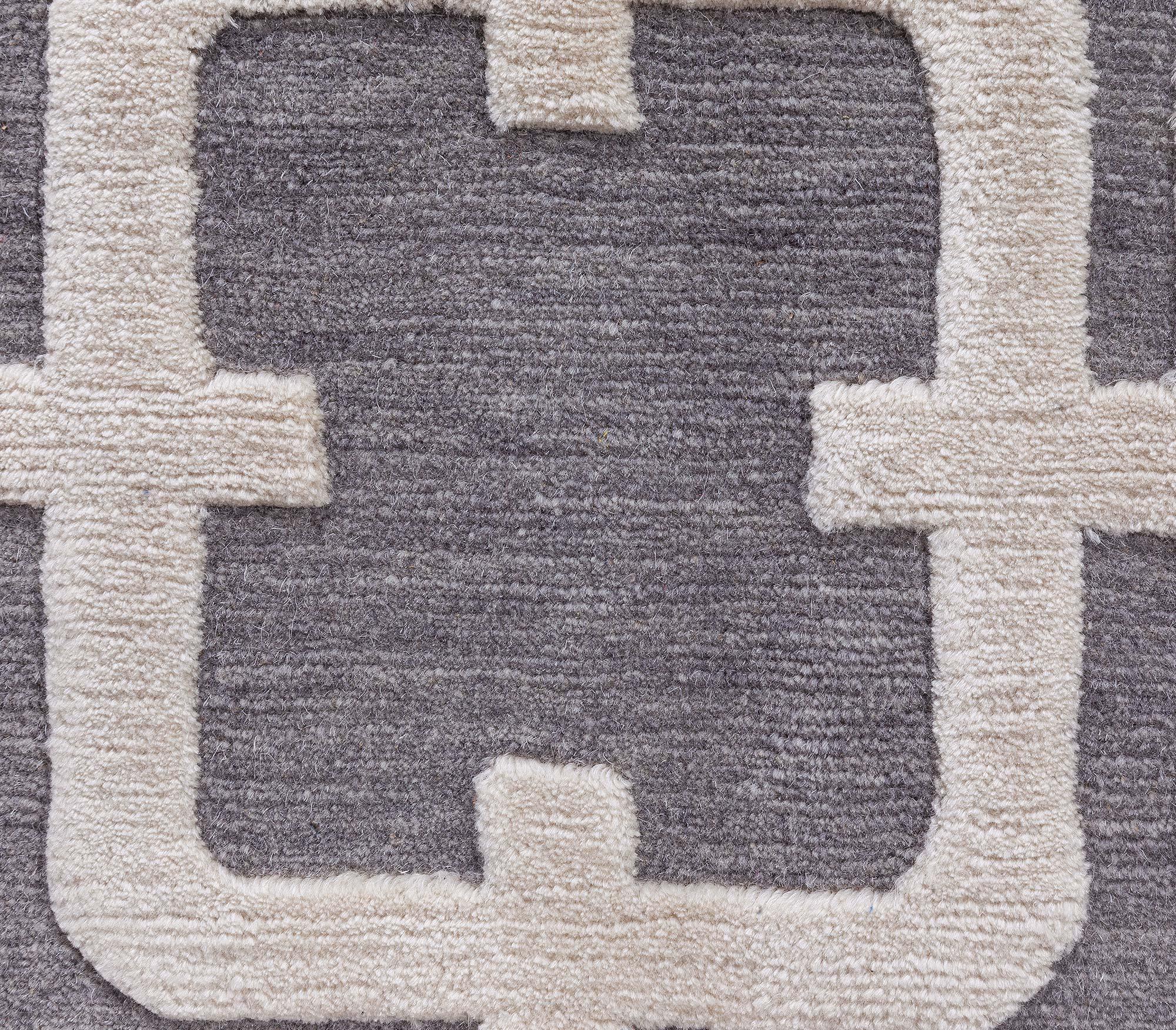 Moderno Runner geometrico contemporaneo in lana con nodi alti di Doris Leslie Blau in vendita