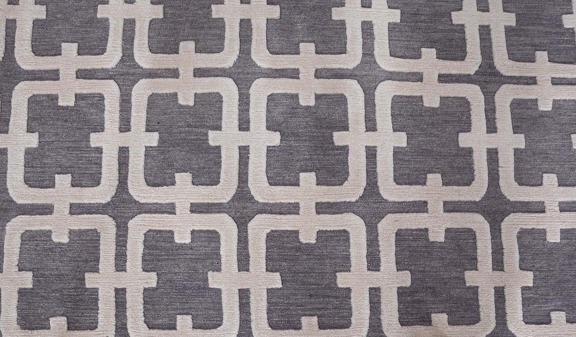 Hand-Knotted Contemporary Geometric High-low Knotted Wool Runner by Doris Leslie Blau For Sale