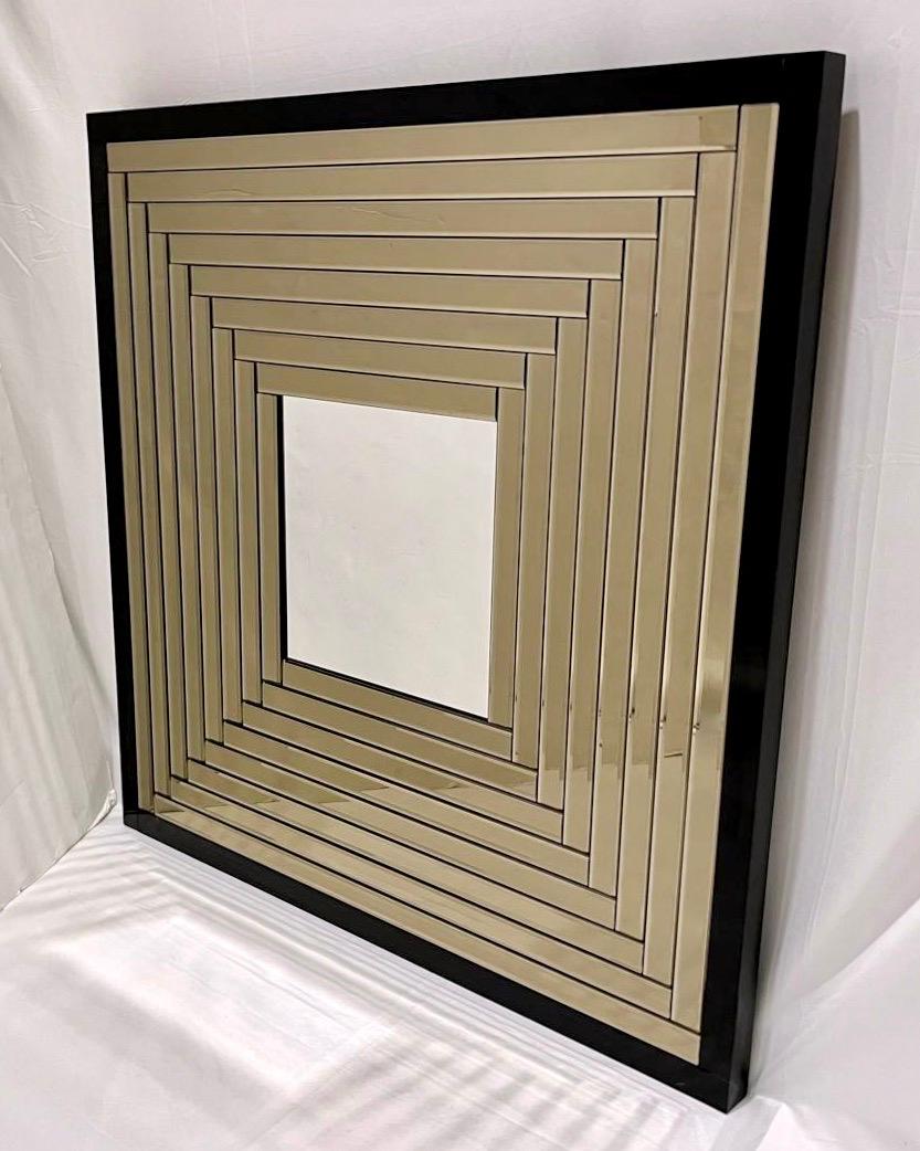 Contemporary Geometric Italian Black Bronzed Murano Glass Gradient Square Mirror 4