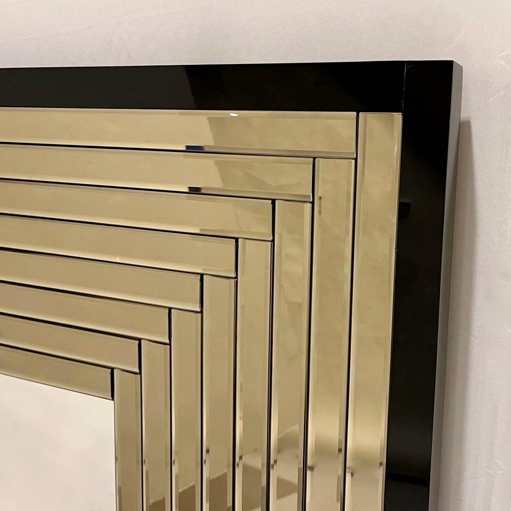 Contemporary Geometric Italian Black bronzed Murano Glass Gradient Square Mirror 3