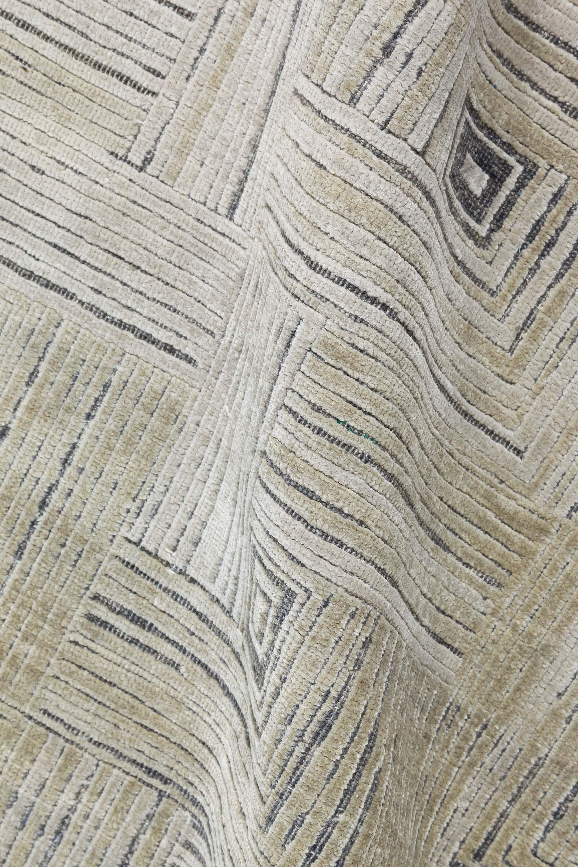 Contemporary Geometric 'Maze' hand knotted silk rug by Doris Leslie Blau
Size: 12'0