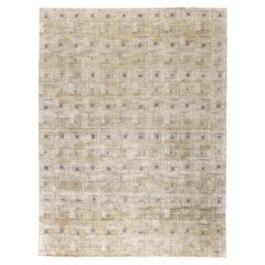 Zeitgenössischer geometrischer handgeknüpfter Seidenteppich „Maze“ von Doris Leslie Blau