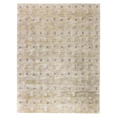 Contemporary Geometric 'Maze' Hand Knotted Silk Rug by Doris Leslie Blau