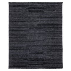 Tapis géométrique contemporain en laine de style marocain, anthracite