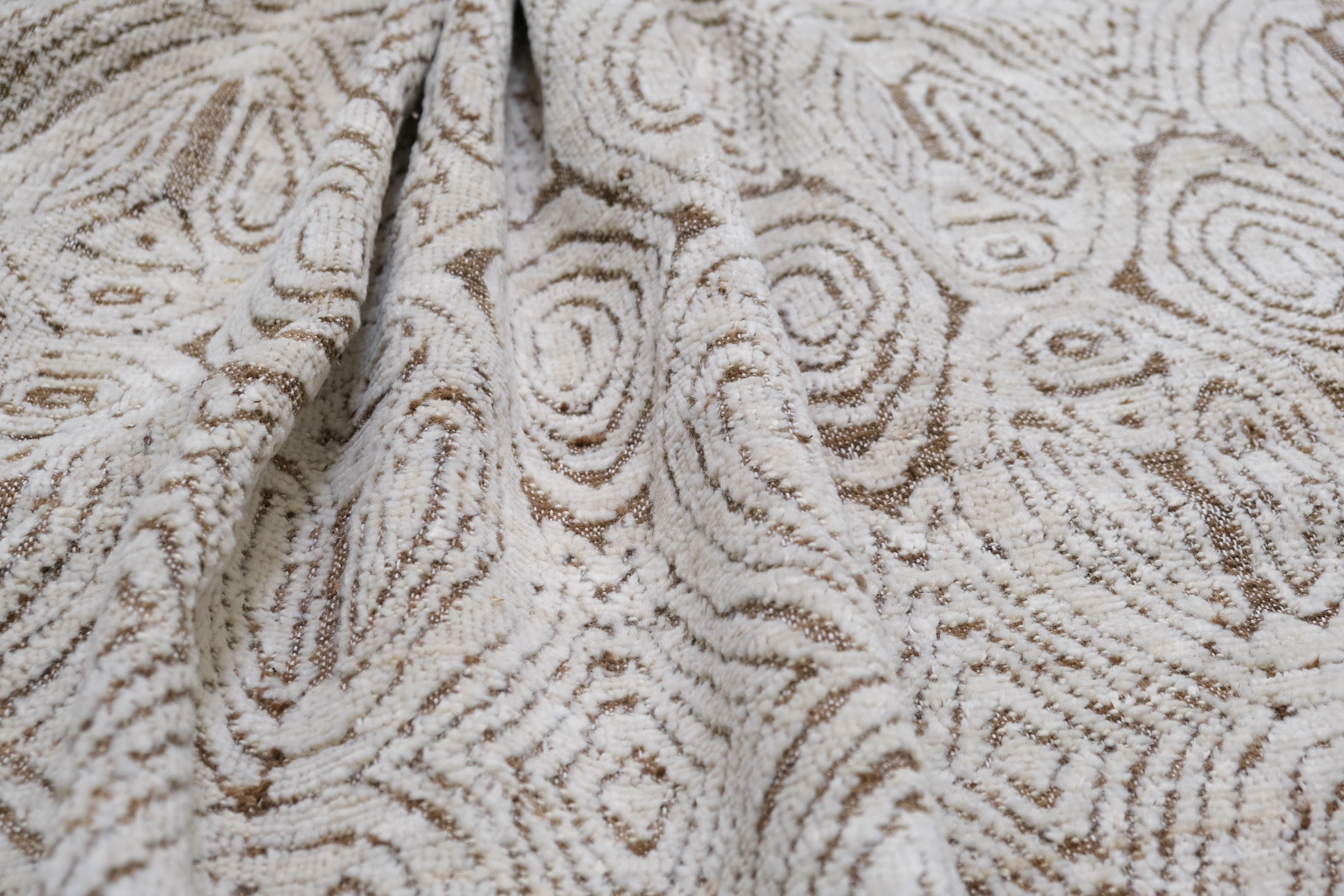 Alfombra geométrica contemporánea de lana natural 10'x14 Moderno orgánico en venta