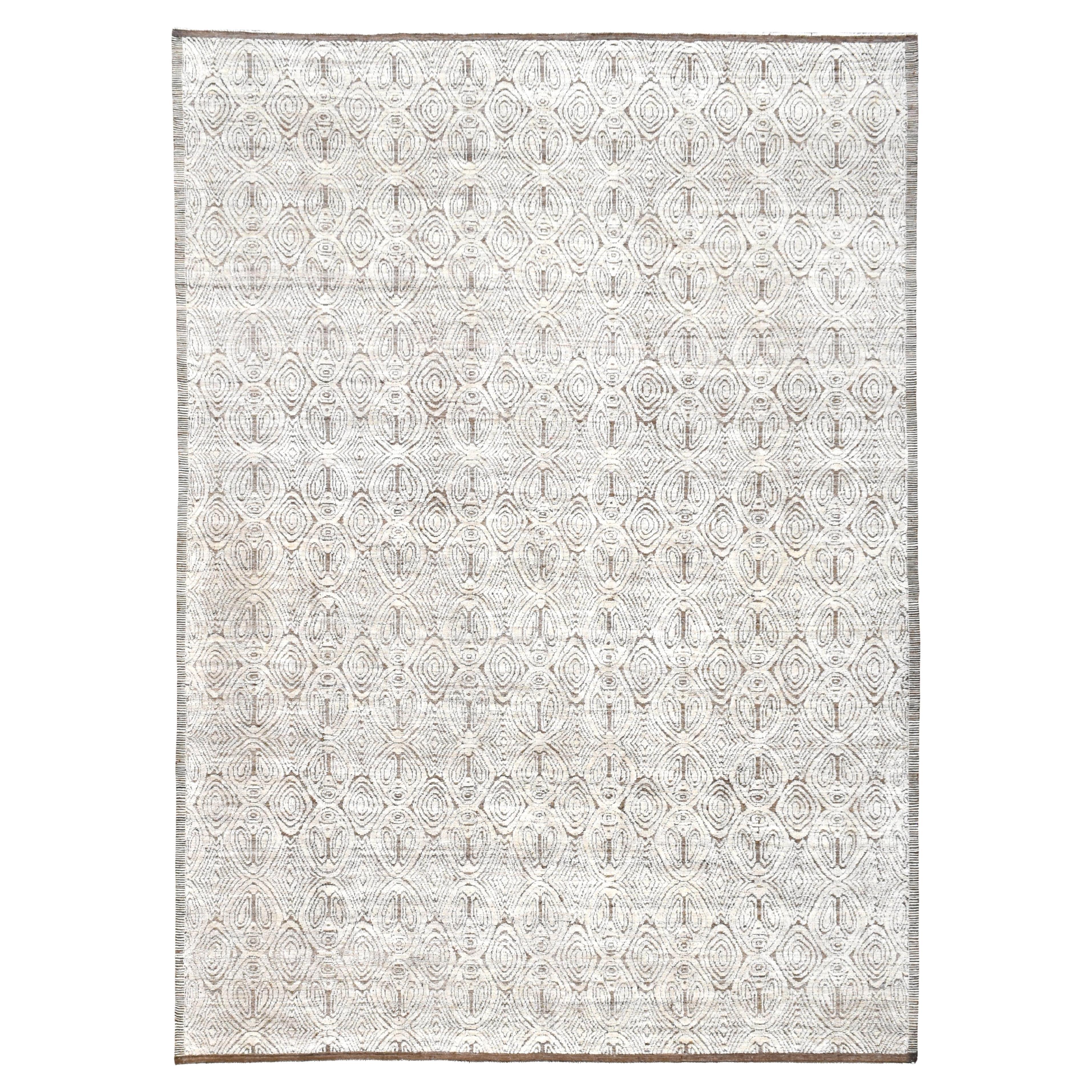 Contemporary Geometric Natural Wool Rug 10'x14'