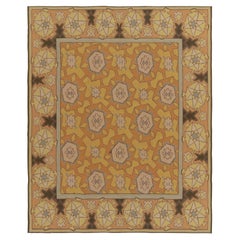 Retro Bessarabian kilim rug in Orange, Yellow Medallion Pattern by Rug & Kilim