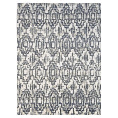 Tapis de laine à motifs géométriques Contemporary Blue Green and Ivory 9'x12' (bleu, vert et ivoire)