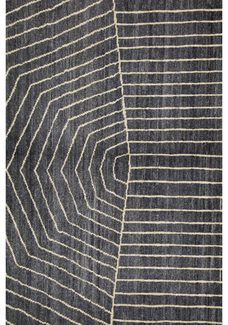 Teinture végétale Tapis persan géométrique contemporain, gris et crème, 10x14, noué à la main en vente