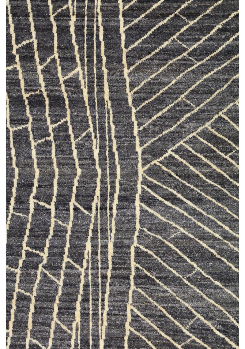 Tapis persan géométrique contemporain, gris et crème, 10x14, noué à la main Neuf - En vente à New York, NY