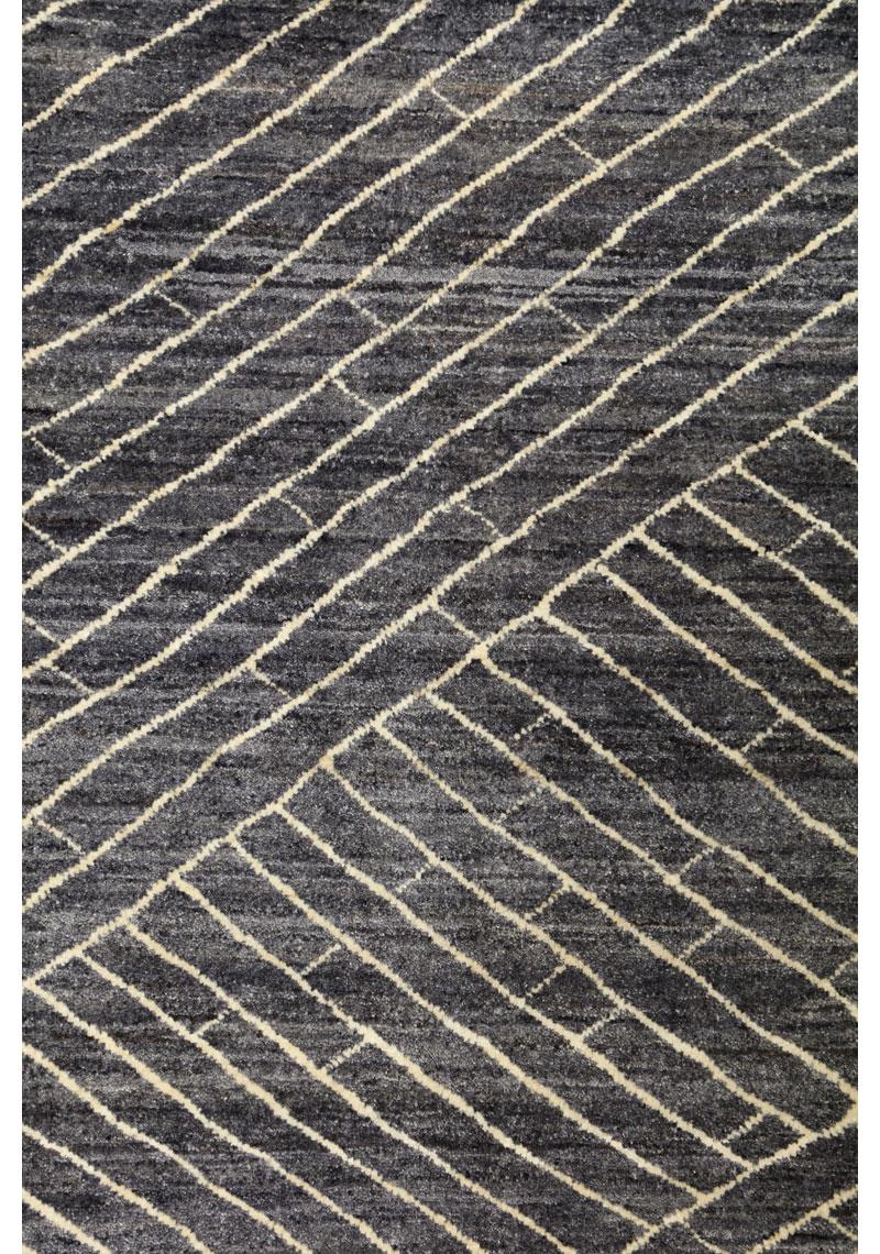 XXIe siècle et contemporain Tapis persan géométrique contemporain, gris et crème, 10x14, noué à la main en vente