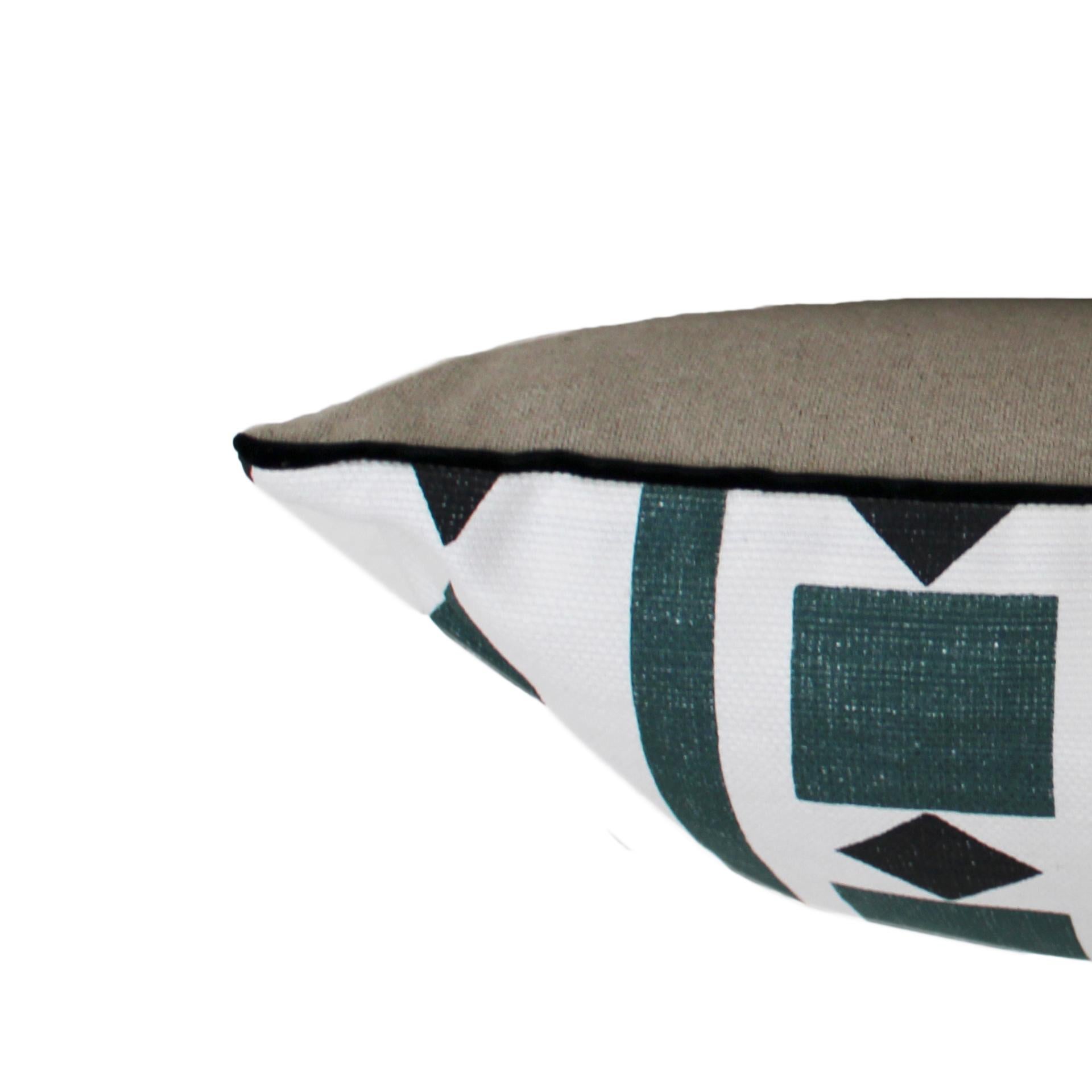 Contemporary Geometric Print Pillow in Linen and Cotton For Sale 1