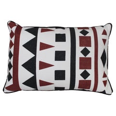 Contemporary Geometric Print Pillow in Linen and Cotton