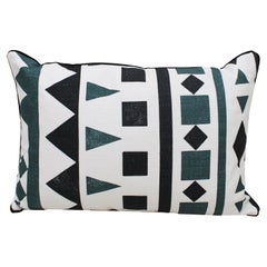 Contemporary Geometric Print Pillow aus Leinen und Baumwolle