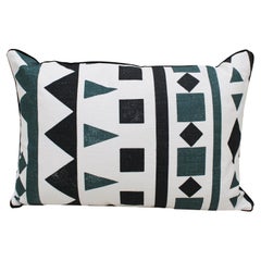 Contemporary Geometric Print Pillow in Linen and Cotton