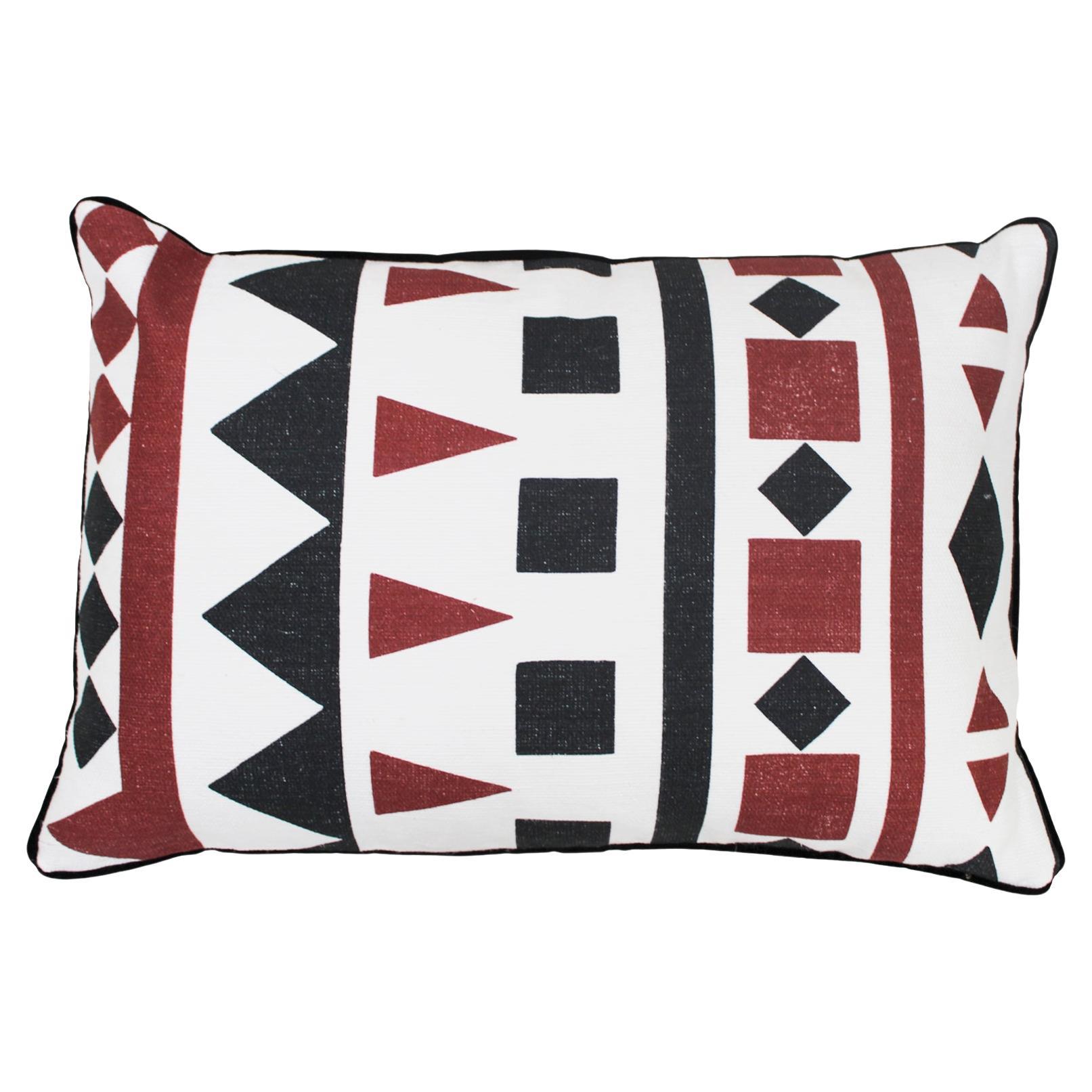 Contemporary Geometric Print Pillow in Linen and Cotton, Spain, 2022 For Sale