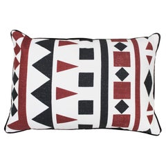 Contemporary Geometric Print Pillow in Linen and Cotton, Spain, 2022