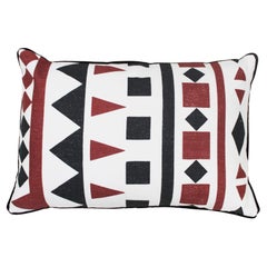 Contemporary Geometric Print Pillow aus Leinen und Baumwolle, Spanien, 2022