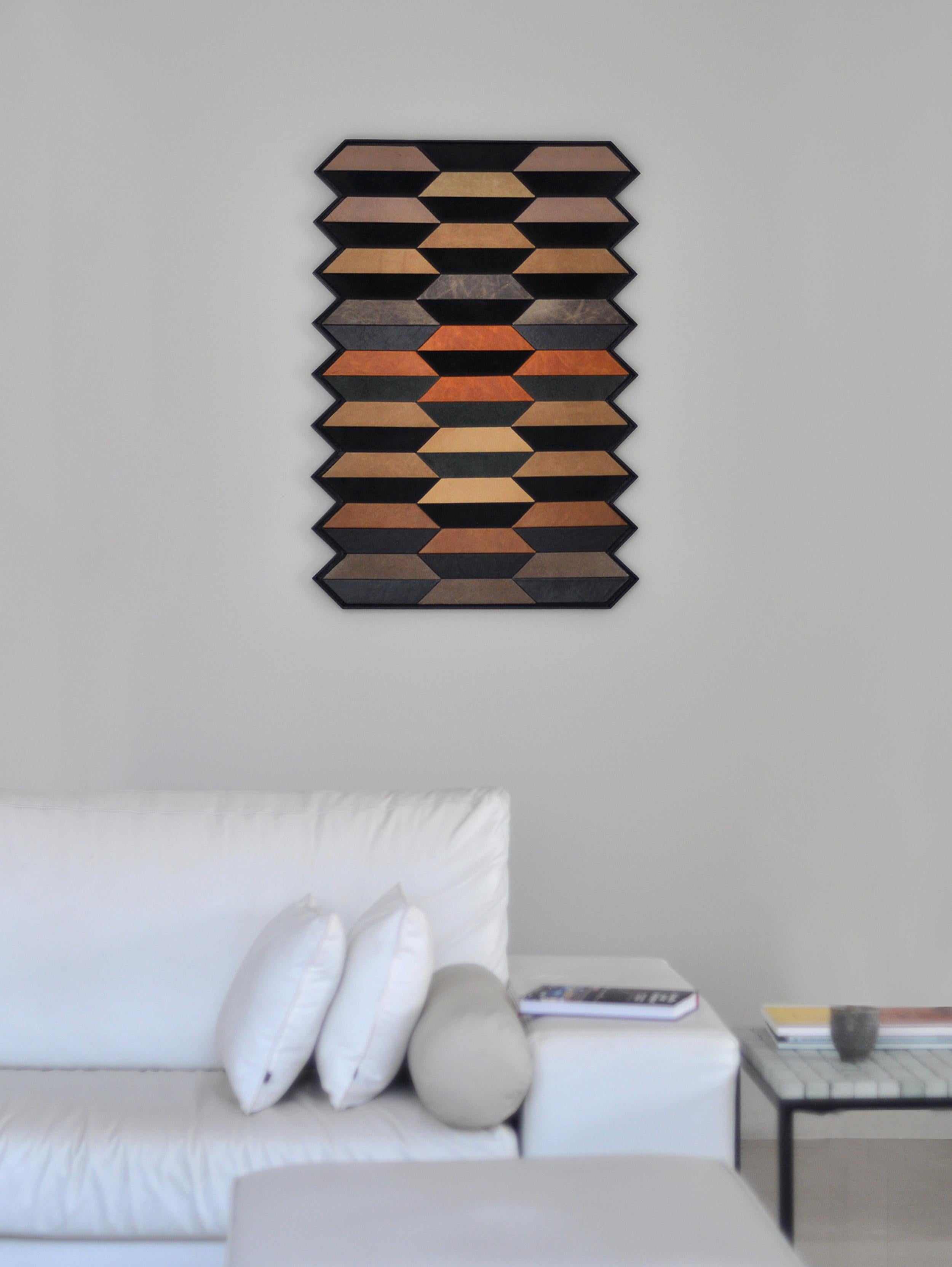 Contemporary geometric rug-like leather artwork by Miriam Loellmann For ...