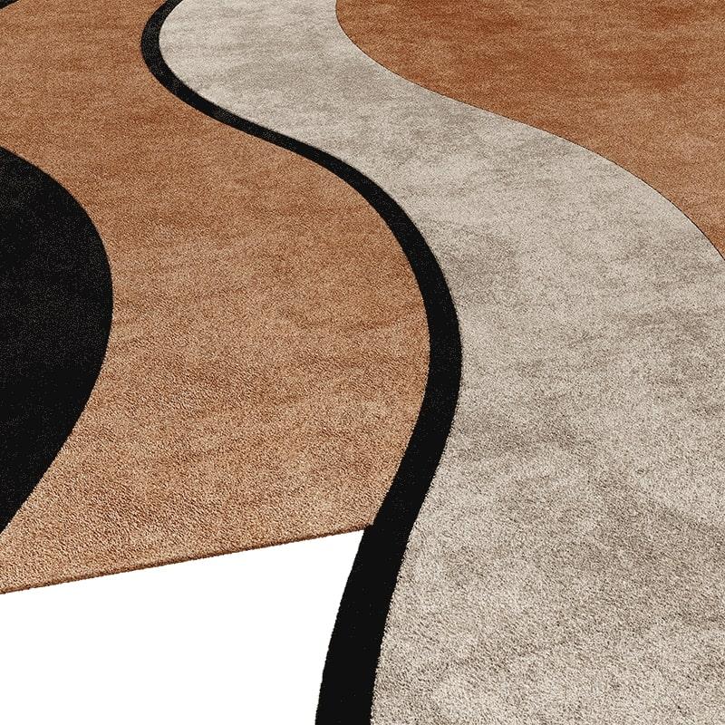 Tapis Shaped #036 also known as Jaxon Rug is a modern piece by HOMMÉS Studio x TAPIS Studio. It brings back the rebellious attitude within Memphis Design Movement due to its unconventional curvy shape. Jaxon rug is also the perfect modern rug to add