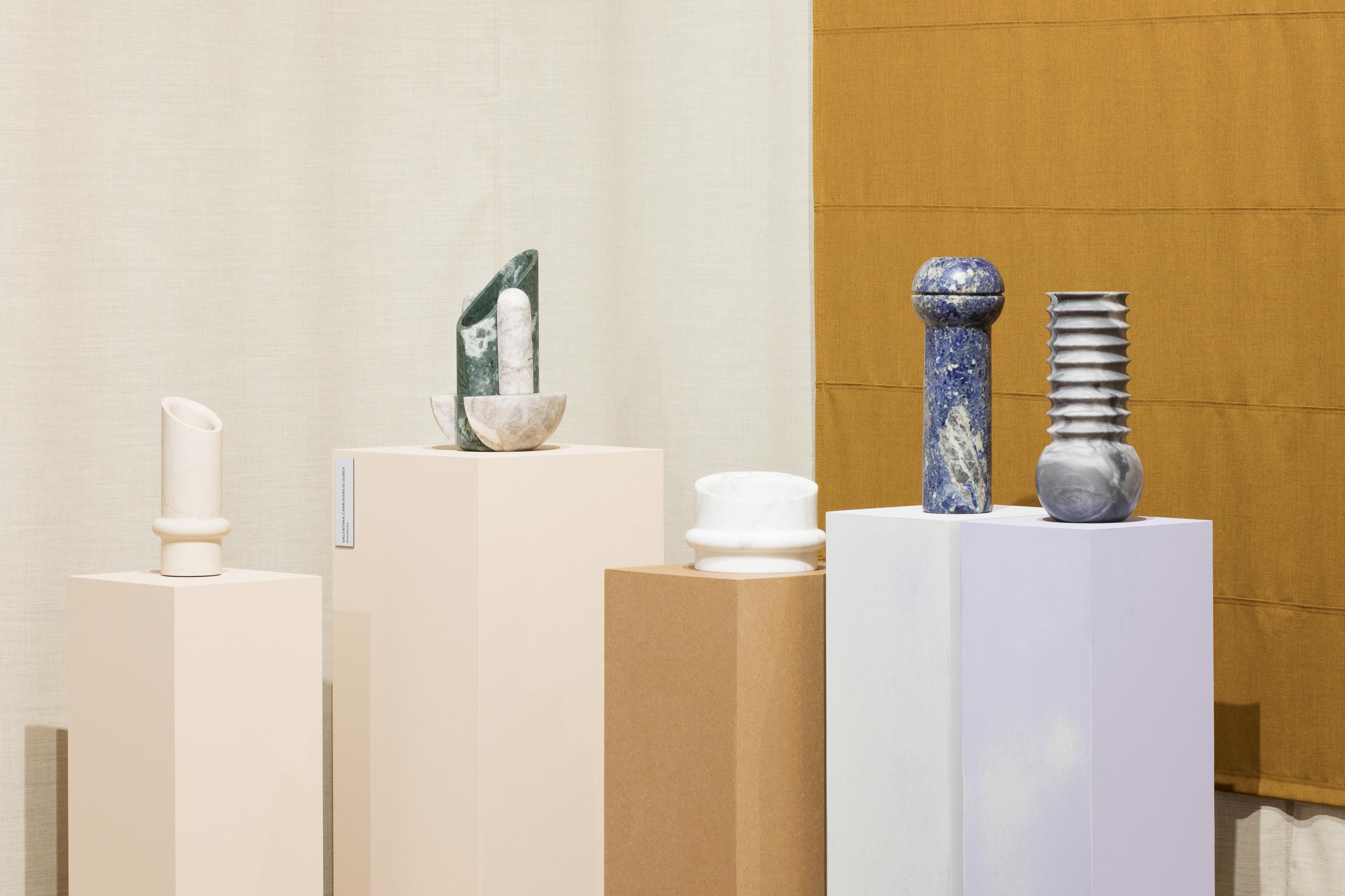 Modern Contemporary Geometric Sculptural Marble Vase Vortice Italian Manufacture For Sale