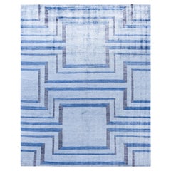 Contemporary Geometric Silk Hand Knotted Beige Area Rug 8' 2" x 10' 0"