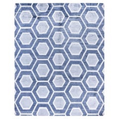 Contemporary Geometric Silk Hand Knotted Black Area Rug 8' 2" x 9' 8"