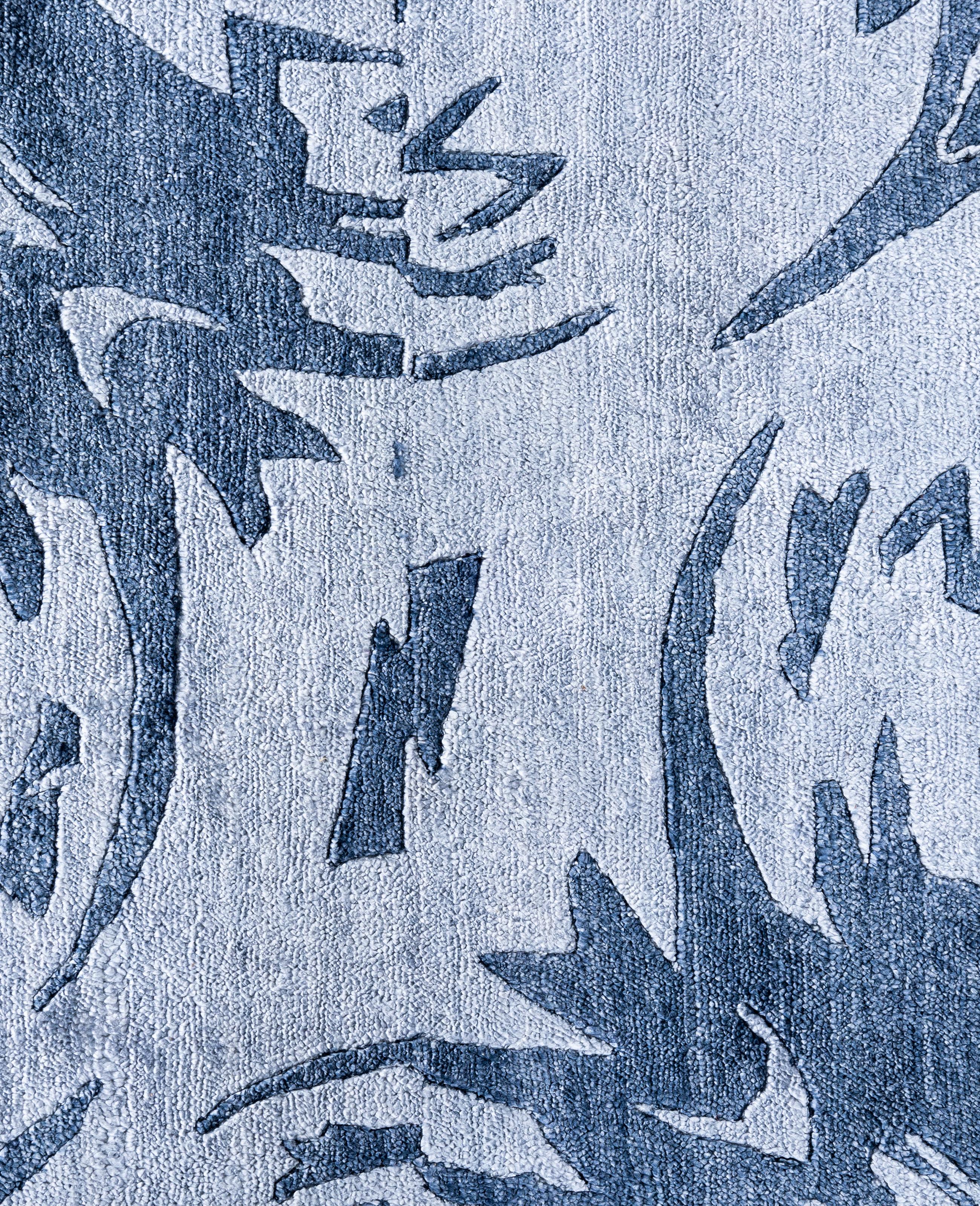Indien Contemporary Geometric Silk Hand Knots Rugs gris 9' 0