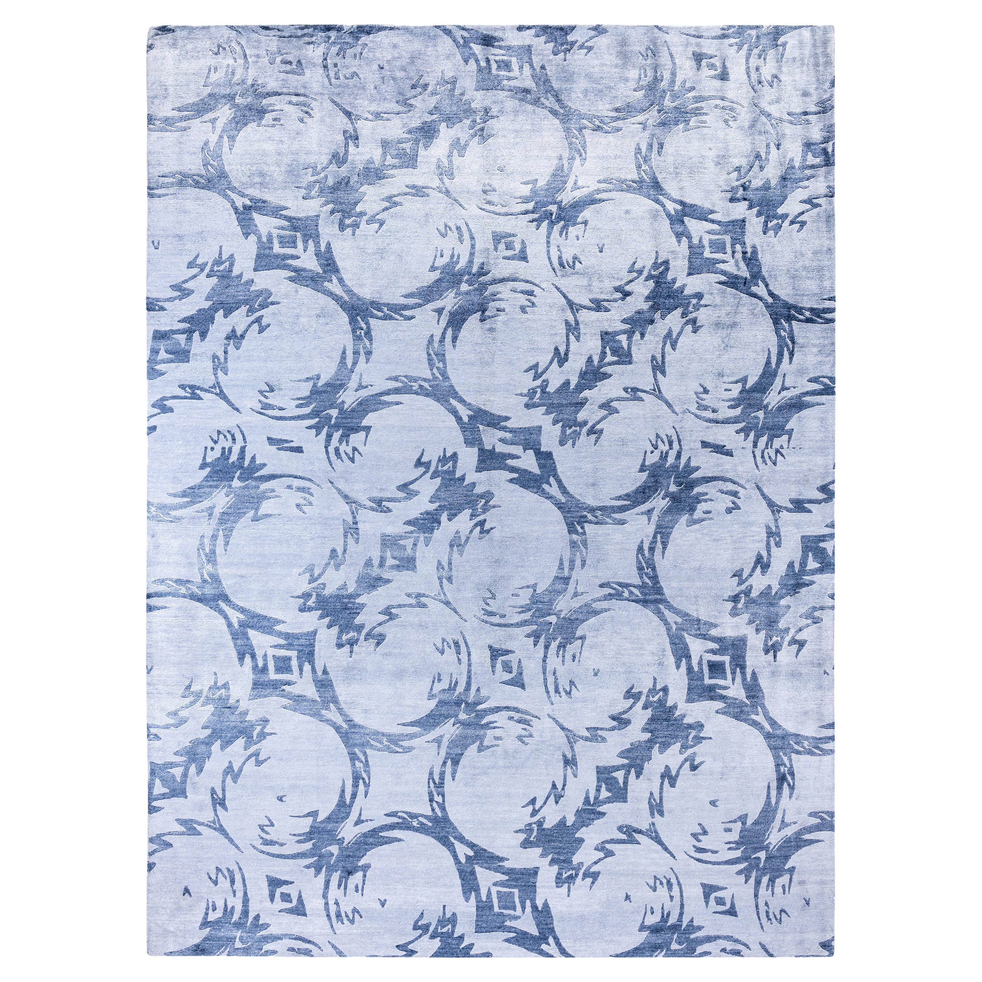 Contemporary Geometric Silk Hand Knots Rugs gris 9' 0" x 12' 2" en vente
