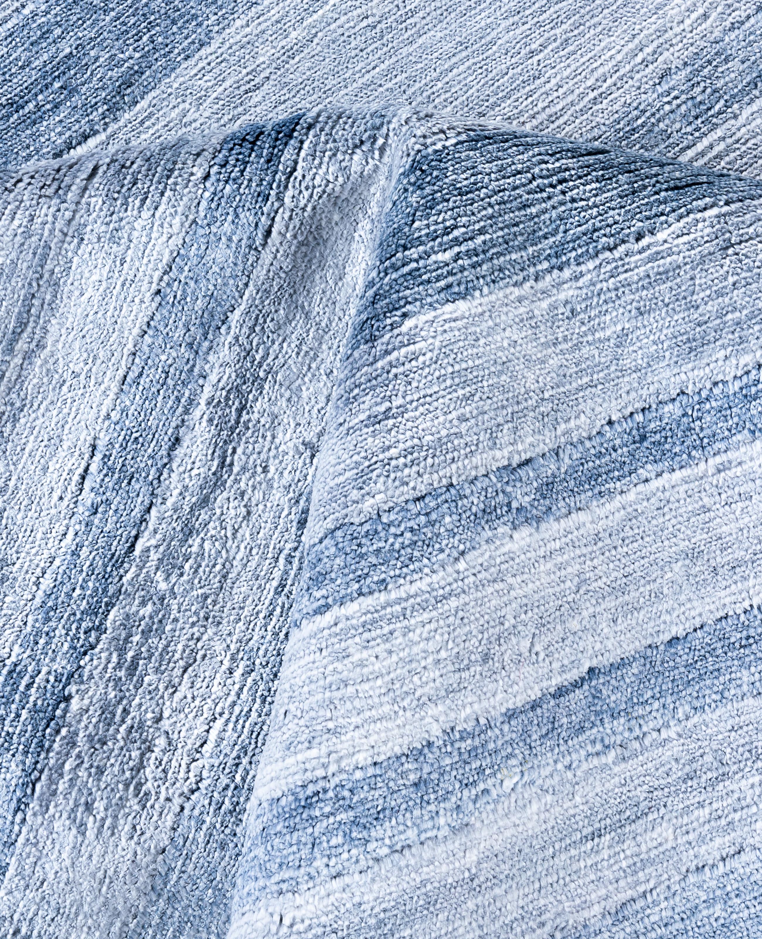 Tappeto Geometrico Contemporaneo in Seta Annodato a Mano Grigio 9' 1