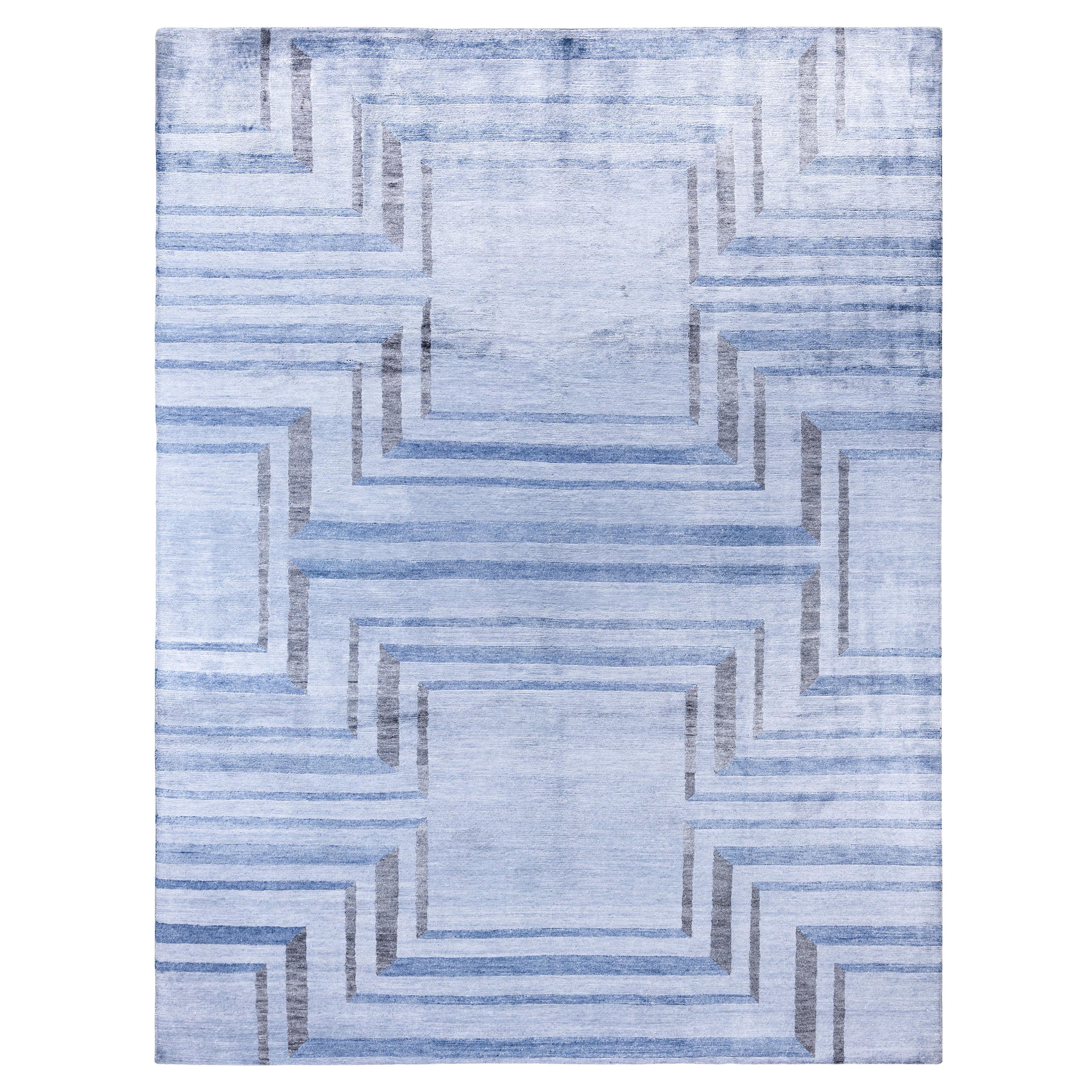 Contemporary Geometric Silk Hand Knots Rugs gris 9' 1" x 12' 0"