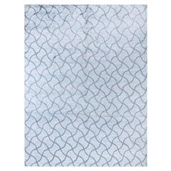Contemporary Geometric Silk Hand Knotted Green Area Rug 9' 0" x 11' 10"