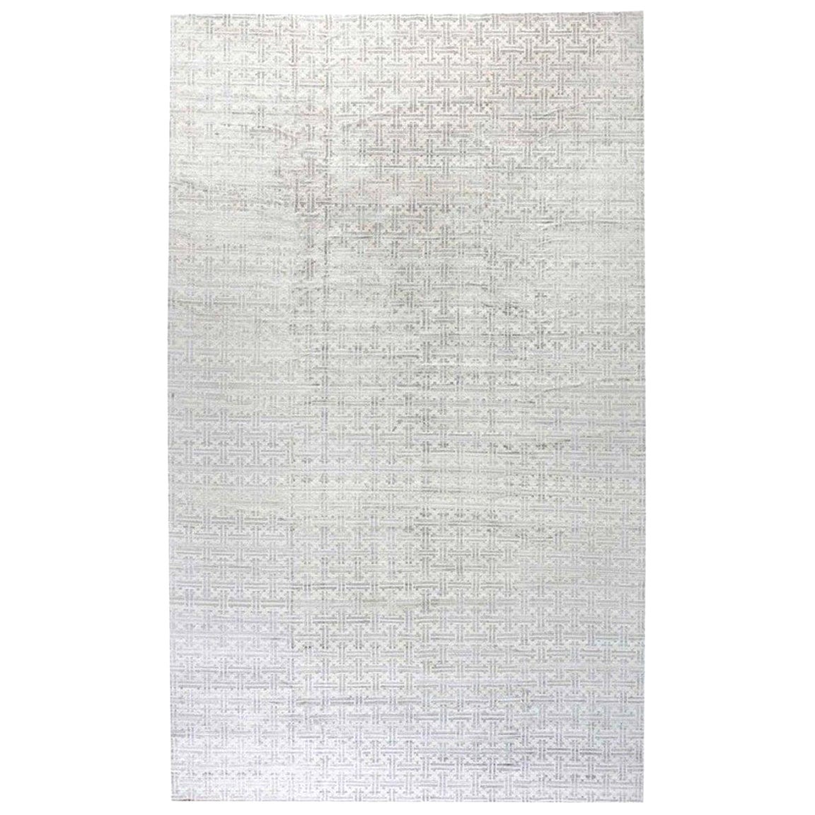 Zeitgenössischer geometrischer Terragrauer Teppich aus natürlicher Wolle von Doris Leslie Blau
