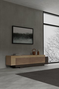Booleanos Tv Cabinet, Media Unit, Credenza in Warm Wood Veneer by Joel Escalona