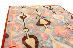 Contemporary Geometric William Morris Pastel Wool Carpet